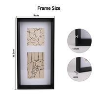 Cadre photo en MDF à deux ouvertures avec passe-partout blanc, cadre photo vertical en bois profond pour décoration murale