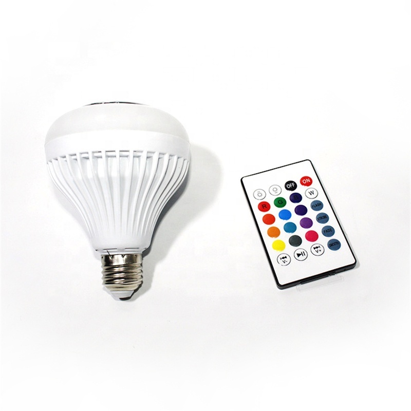 E27 LED Music Playing Magic Bulb RGBW Smart Wireless Music Bulb With 24 Keys Remote Control 12W RGB Dimmable Home Decor Light