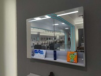 WJL Nouveau design moderne, meuble-lavabo mural en céramique anti-humidité avec vasque, armoire de salle de bain éclairée et miroir anti-buée avec portes