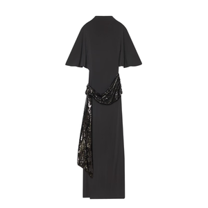 Robe Midi Femme PB&ZA Sexy Tissée Respirante à Paillettes avec Ceinture, Col Montant, Silhouette Évasée, Manches Courtes, Taille Haute, Dos Nu - Product Image 1