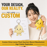 Porte-clés Mascotte en Peluche Citron Agrumes, Jouet en Peluche Personnalisé, Animal en Peluche, Fabricant OEM ODM, Logo Personnalisé, Promotion