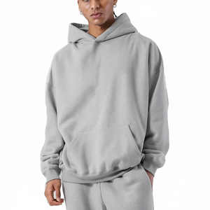 Sudaderas con capucha de algodón 100% informales de lana estampadas y sólidas para hombres ropa de calle cálida de invierno prendas de vestir exteriores de moda en Beige - Product Image 1