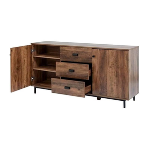 Buffet rustique en bois massif avec portes sculptées à la main et rangement fonctionnel pour les essentiels de la salle à manger - Product Image 5