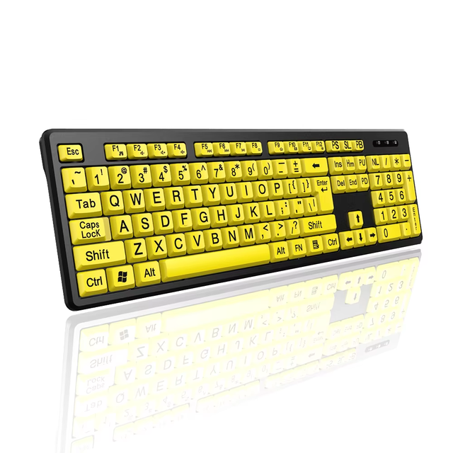 Large Print Computer Keyboard, Wired USB High Contrast Keyboard With Oversized Print Letters for Visually Impaired Low Vision