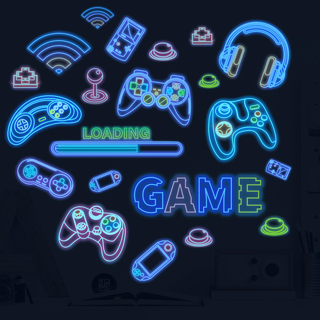 High Quality Gamer Wall Stickers for Kids Room Glow in the Dark Stickers for Home Decor