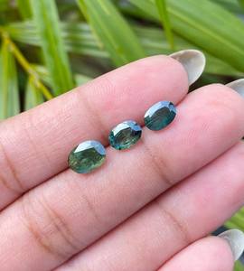 พลอยแซฟไฟร์สีเขียวทรงรีแบบธรรมชาติ |   แซฟไฟร์แฟนซีสำหรับแหวนแต่งงานและแหวนหมั้น - Product Image 3