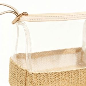 Bolsa Cosmética de Rafia con Logotipo Personalizado, Bolsa de PVC Tejida, Organizador de Maquillaje Portátil para Viajes, Regalo para la Playa en Verano - Product Image 2