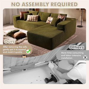 Velvet Fabric <b>Sofa</b> Bed Soft Smooth Skin Friendly Antistatic Living Room Furniture - Product Image 4