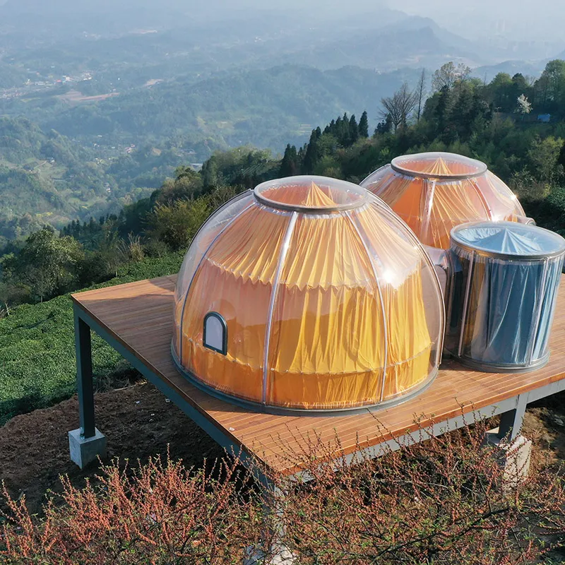 Tenda panorama Hotel B & B luar ruangan, tenda liburan berkemah ruang lanskap transparan PC ruang langit berbintang ruang gelembung