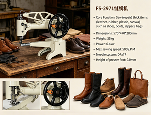 Máquina de Coser Manual/Eléctrica de Una Aguja, Tipo Cilindro Horizontal, Modelo FS-2971, con Engranaje y Voltaje de 220V para Reparar Diversos Tamaños - Product Image 6