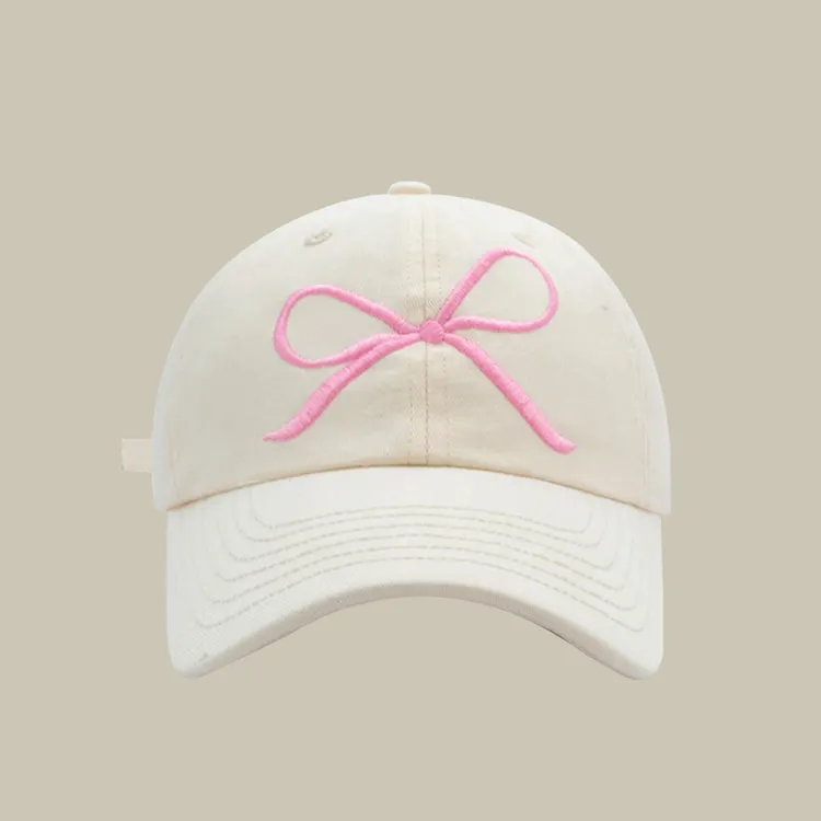 Topi bisbol wanita pita kupu-kupu desain modis, topi olahraga kustom bordir Logo