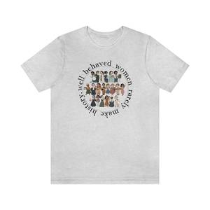 T-shirt Strong Women History da donna, manica corta, girocollo, 100% cotone, t-shirt casual con stampa femminista per tutte le stagioni - Product Image 1