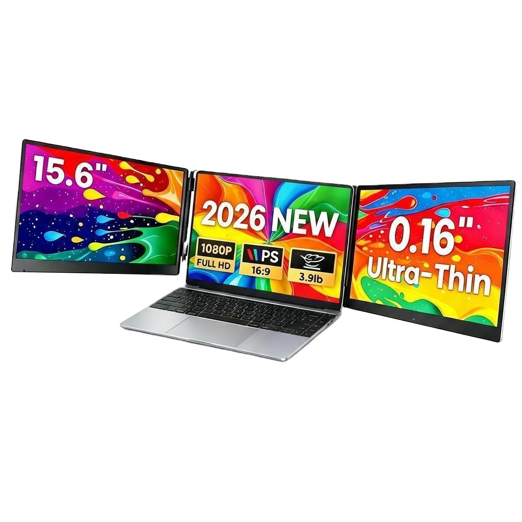 <strong>2026</strong> Portable <strong>Laptop</strong> Screen Extender Monitor 15.6 Inch 1080P FHD Triple Screen USB-C/ IPS Panel Plug Play <strong>Laptops</strong> Compatible