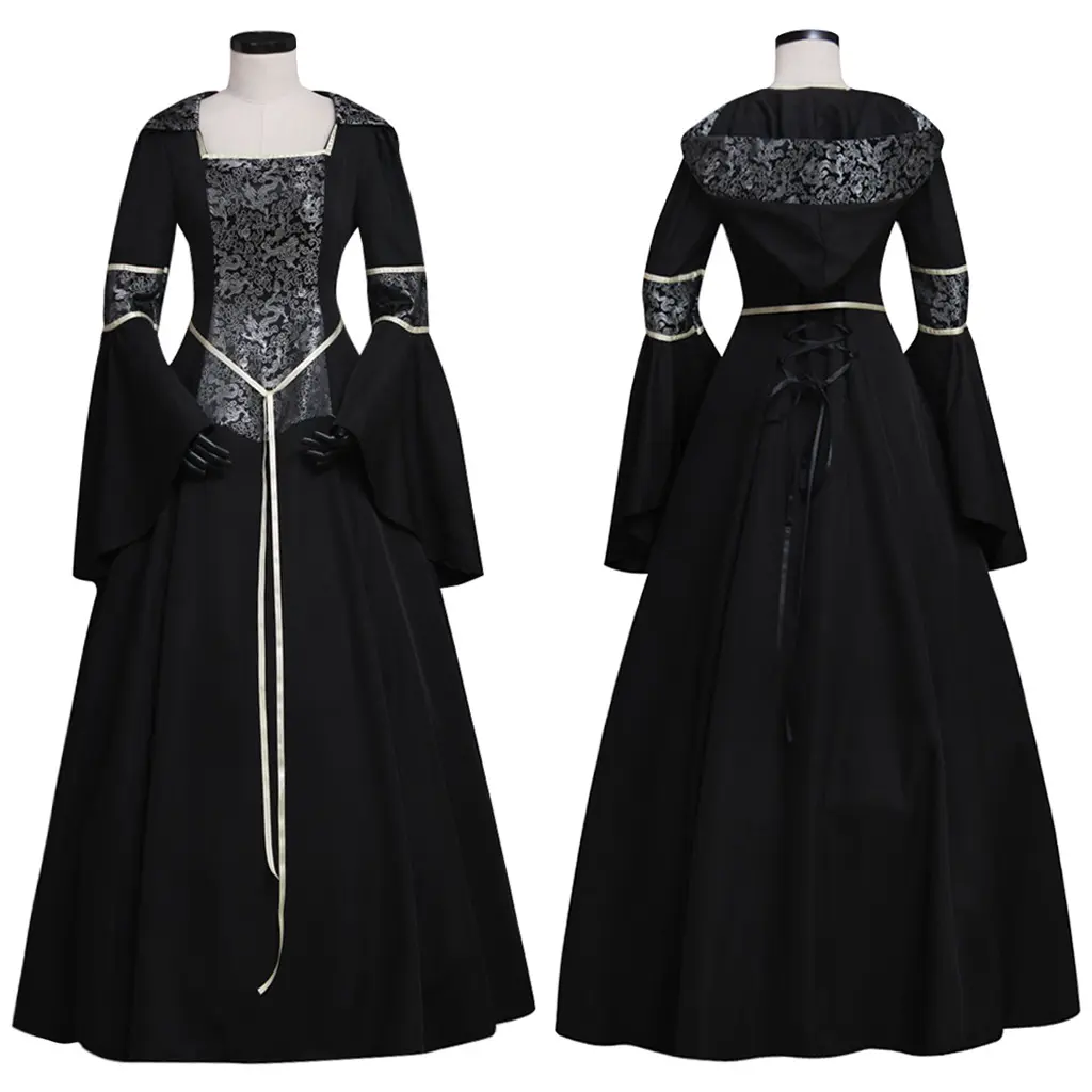 Mujeres moda estilo Vintage mujeres Medieval victoriano gótico vestido largo hasta el suelo mujeres Cosplay vestido Retro vestido largo disfraz