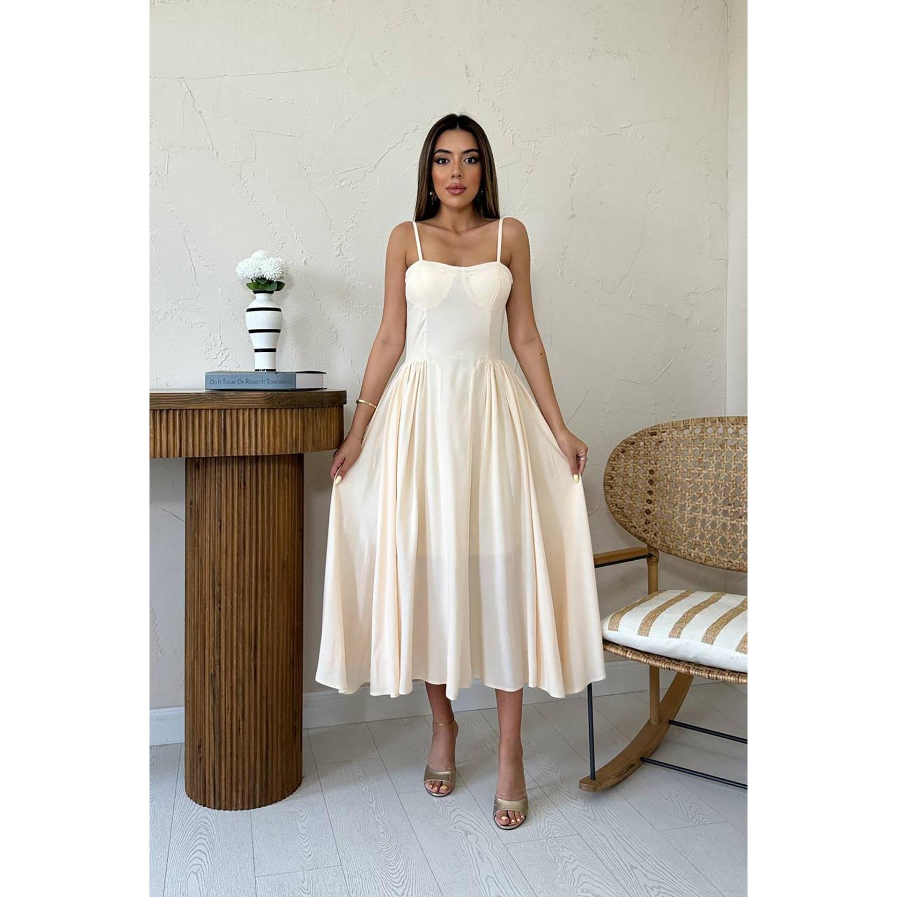 square neck satin maxi dress empire waist Satin Square-Neck Maxi Dress with Side Slit – Eclipse main image 0