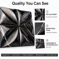 Panel Dinding Dekoratif PVC Anti Air, Peredam Suara, Tahan Api, Mudah Dipasang, Bermotif Bunga/Bunga Mekar 3D Artistik Empat Kelopak
