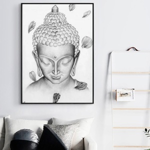 Bow Meditation <strong>Buddha</strong> Statue <strong>Canvas</strong> <strong>Painting</strong> on the Wall Black and White Modern Buddhist Posters and Prints Art Pictures Decor - Product Image 4