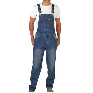 Jeans da <span class=keywords><strong>Uomo</strong></span> in Denim all'Ingrosso, Salopette a Gamba Dritta, Pantaloni con Pettorina Stile Workwear, Salopette Vintage Lavata Vestibilità Larga per <span class=keywords><strong>Uomo</strong></span> - Product Image 2