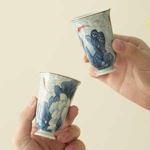 Juego de Té Kung Fu, Tetera y Taza, Regalo, Azul con Diseño Floral, Tetera de Cerámica Retro, en Caja de Regalo - Product Image 2