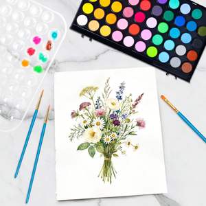 Ensemble de peinture à l'aquarelle solide de 48 <span class=keywords><strong>couleurs</strong></span> avec 3 pinceaux, non toxique, kit d'aquarelle lavable et vibrant pour artistes, enfants, débutants, jeunes enfants - Product Image 5
