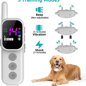 Entraîneur de chien télécommandé avec écran couleur, contrôle des aboiements par vibration et choc pour chiens C92S Blanc - Product Image 1