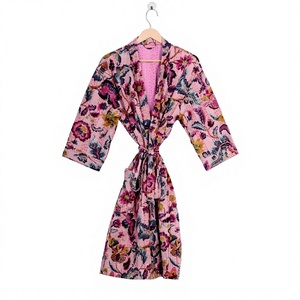 Robe pour femme en coton 100% indien, imprimé floral Jaipuri, couture Kantha, faite à la main, taille unique, respirante, séchage rapide, été automne, col en V - Product Image 1