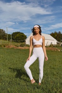 Eco Friendly Women's Floral Print <b>Spaghetti</b> Strap Yoga Bra Deep V-Neck Medium Support Breathable Sport Top - Product Image 4