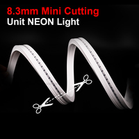 Bande lumineuse LED néon linéaire ultra-mince à découpe libre, flexible, 24V DC, 1010 1212 0612, 5m, pliable latéralement, IP67
