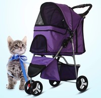 Poussette de luxe portable et pliable pour animaux de compagnie pour animaux de compagnie Poussettes de voyage pour chiens à 4 roues Poussettes pour petits chiens Vente en gros d'usine C & C