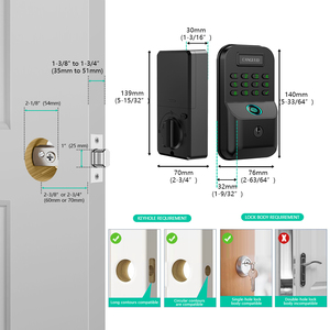 กุญแจล็อคประตูอัจฉริยะ LianTian <span class=keywords><strong>LK9</strong></span> แบบกันน้ำ ใช้ระบบสแกนเส้นเลือดฝ่ามือ ควบคุมผ่านแอป Tuya รองรับการใช้งานกับแอปและสแกนลายนิ้วมือ เหมาะสำหรับที่อยู่อาศัย - Product Image 2