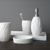 Ensemble d'accessoires de salle de bain en résine moderne, écologique, 5 pièces, décoration d'intérieur, articles de luxe, tailles mini et générales