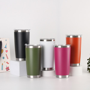 20oz Stainless Steel Tumbler <b>Double</b> <b>Wall</b> Vacuum Insulated Straw Coffee Cup BPA Free Leak-Proof Party Use Metal Design Handle Lid - Product Image 3