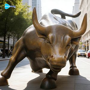Escultura <span class=keywords><strong>de</strong></span> Bronce Tallada <span class=keywords><strong>de</strong></span> Alta Calidad <span class=keywords><strong>de</strong></span> Toro <span class=keywords><strong>de</strong></span> Wall Street, Tamaño Real, para Exteriores, con Técnica <span class=keywords><strong>de</strong></span> Fundición - Product Image 1