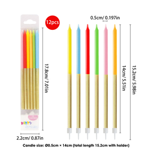 Lot de 12 bougies fines et longues écologiques pour gâteau, décorations dorées pour <span class=keywords><strong>anniversaire</strong></span>, mariage, Noël, Nouvel <span class=keywords><strong>An</strong></span> - Product Image 3