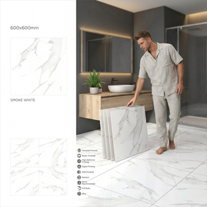 Azulejos de Porcelana Brillante Digital Azul Araña 600x600mm, Diseño Mármol, Azulejo Cerámico Esmaltado para Interiores - Product Image 5