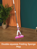 Serpillère en éponge PVA rose Realida avec manche pliable, équipement de nettoyage pour la maison, éponge en cellulose pour le pressage, serpillère en éponge PU