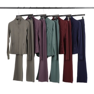 Ensemble pantalon patte d'éléphant respirant et veste à col montant <span class=keywords><strong>LULU</strong></span> – Haut zippé ajusté et tenue de yoga extensible pour femme - Product Image 5