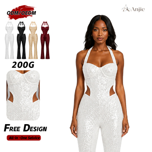 Anjie – Combinaison bustier à sequins sur mesure OEM/ODM, étiquette privée, fabricant en gros, jambe évasée, pour soirées et événements - Product Image 1
