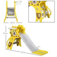 Toboggan pour tout-petits 3-en-1, toboggan pour enfants de 1 à 3 ans, structure d'escalade, panier de basket, plastique, intérieur/extérieur, pour la maternelle