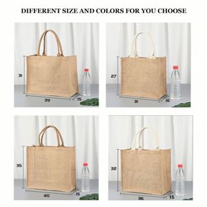 Bolsa de Compras Personalizada con Logotipo, Bolsa de Lona de Color Kraft, Bolsa de Yute Reciclado con Asas de Lino, Bolsa de Regalo Promocional con Logotipo - Product Image 3