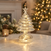 Grand sapin de Noël en verre de luxe avec lumières LED blanc chaud, base légère, utilisation intérieure, écologique, réaliste, haut de gamme