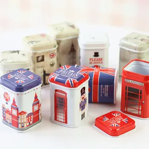 London Stil Lagerung Box Mini Sammlerstücken Zinn Dosen Metall Zahnstocher Bank Keks Tee Blatt Kleinigkeiten Behälter Fall