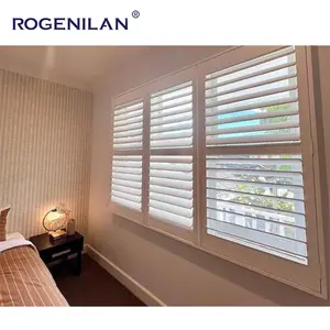 ROGENILAN Good Price Aluminum Louvered Interior Aluminium Bi-Fold Plantation Shutters Hollow Louver Window