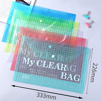 Personnalisé Clair PP Stockage A4 Taille Enveloppe Papier Fichier Test Organisateur Porte-Documents Avec Bouton
