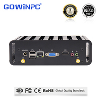 Mini PC industriel double processeur Intel i3 4005U 5005U 6006U sans ventilateur, 2 ports LAN, 4 ports USB 3.0, 9-36V, 2 ports COM