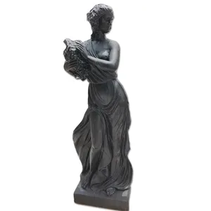 Statue en marbre noir classique femmes figure Sculpture en pierre