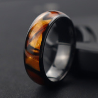 Poya – bague intelligente étanche en céramique noire en bois wengé Nfc avec incrustation de paillettes