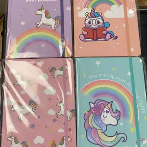 New Fashion Design School Supplies Cute Stationery Unicorn A5 Hardcover Elastic Band Notebook For Girl 192 Pages 80 Gram