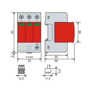 Telebahn 347V/600V AC SPD 20kA 50kA 3 P Protector contra sobretensiones Supresor de sobretensión para sistema eléctrico trifásico Wye - Product Image 2