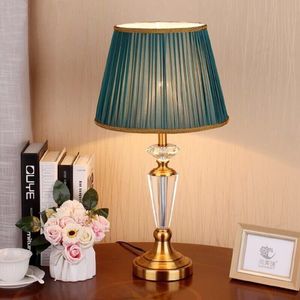 Lámpara de Mesa de Cristal Europea, Lámpara de Noche para Dormitorio, Sala de Estar, Estudio, Estilo Americano Simple, Lujo Ligero, Retro, Cálida, Regulable, <span class=keywords><strong>Verde</strong></span> - Product Image 2